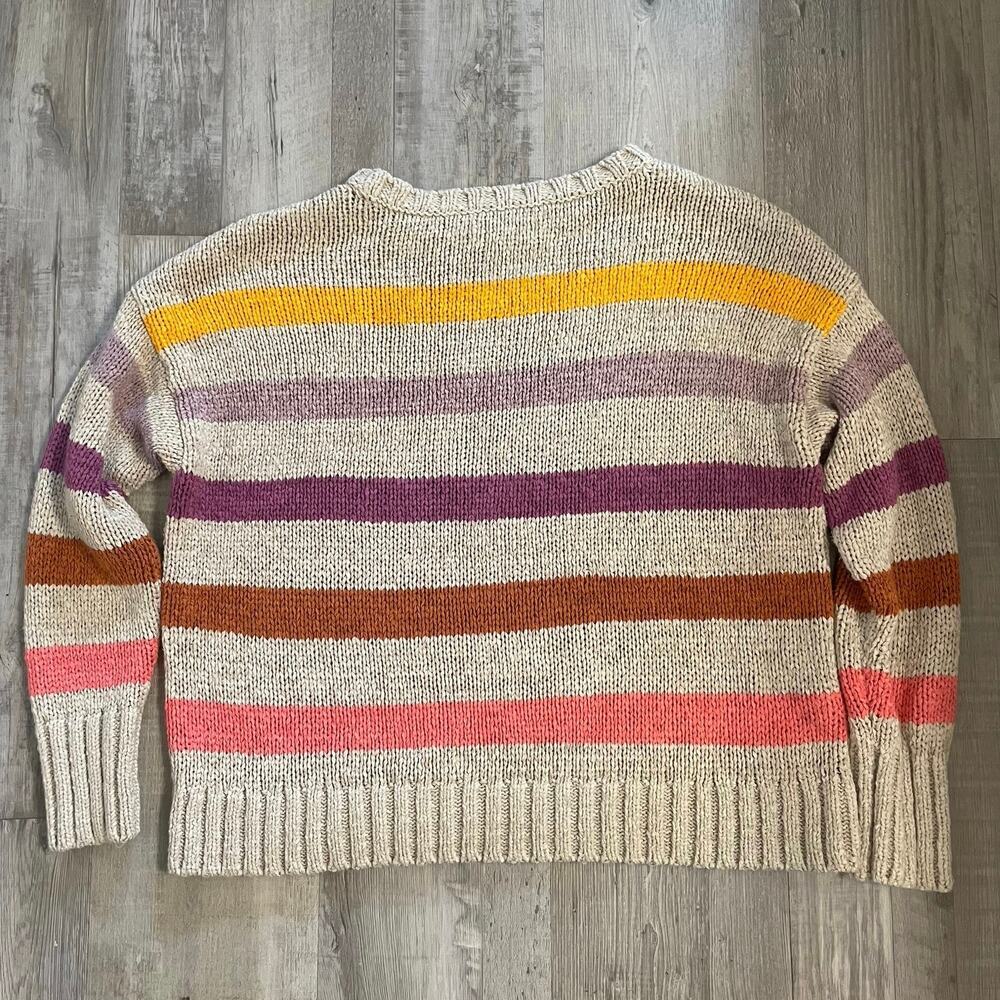 Lou & Grey & LOFT Sweater Womens LARGE Multicolor Chunky Knit Striped Pullover - Picture 14 of 14